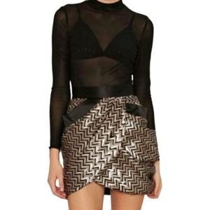 ZHIVAGO | Cheka Zigzag Metallic Sequin Asymmetric Mini Skirt Size 4